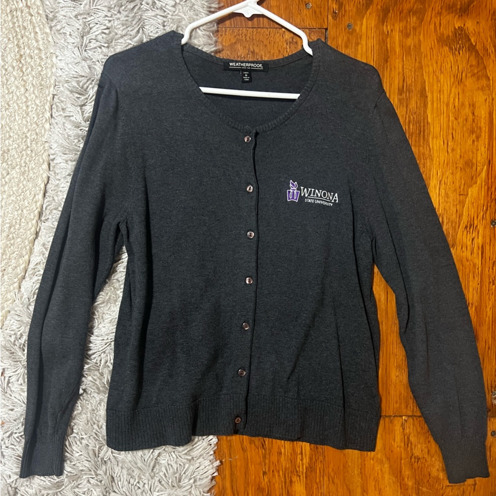 Weatherproof Winona State University Dark Gray Cardigan Sweater